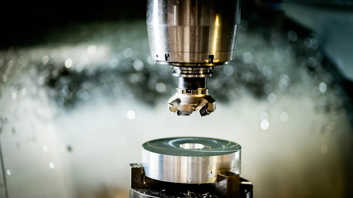 Rundes Metallteil beim Planfräsen